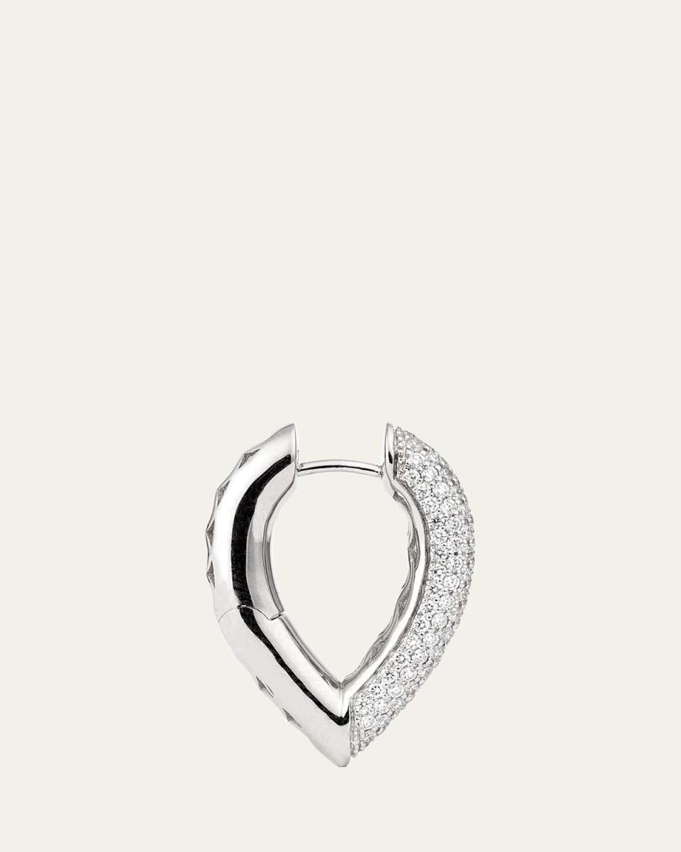 The Drop Link Earrings, Medium, in White Gold and White Diamonds